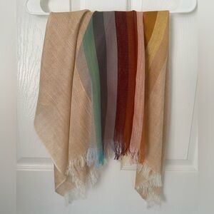Lightweight Scarf - Peach w/ Rainbow Stripe